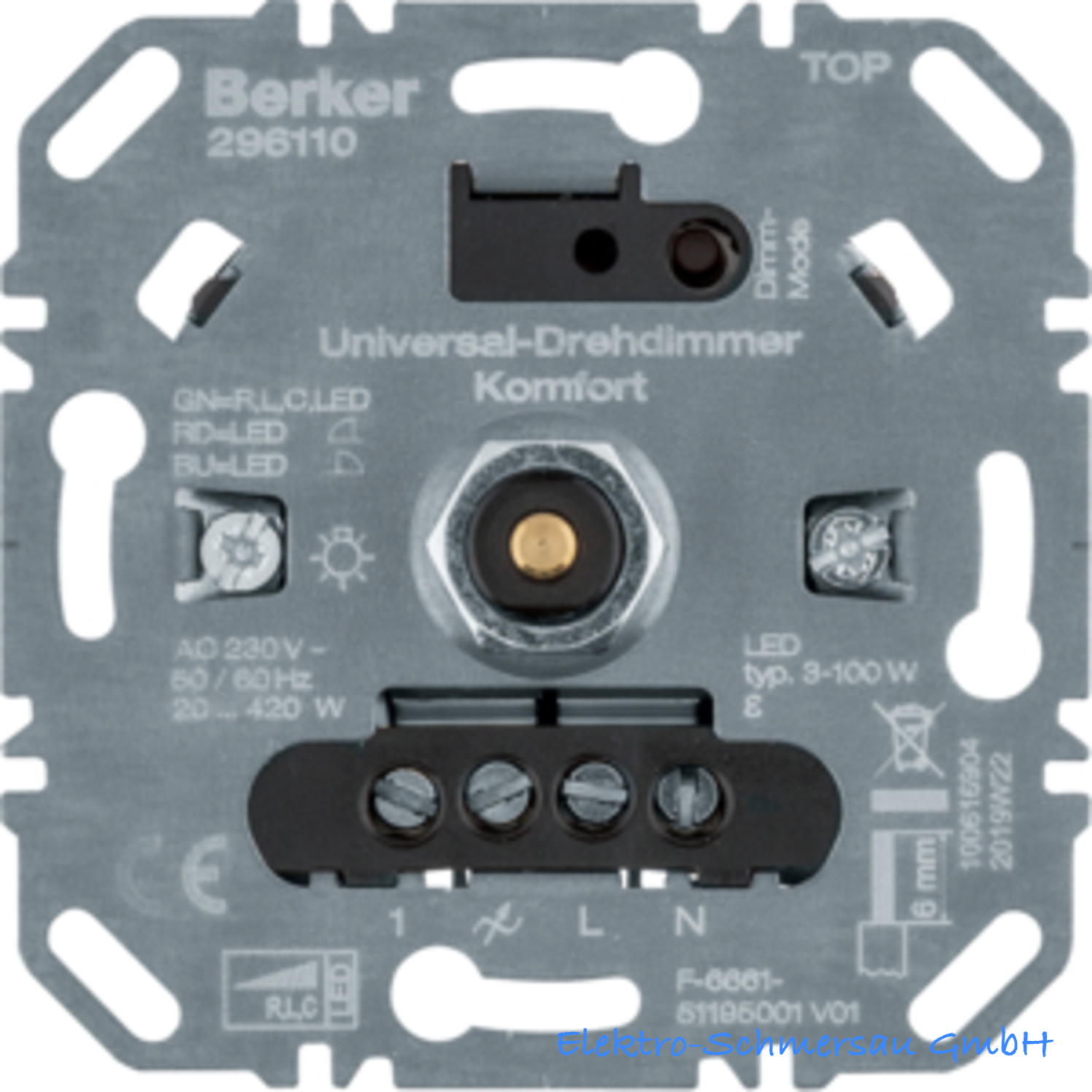 Berker Universal-Drehdimmer Komfort (RI C LED) 296110 Softrastung